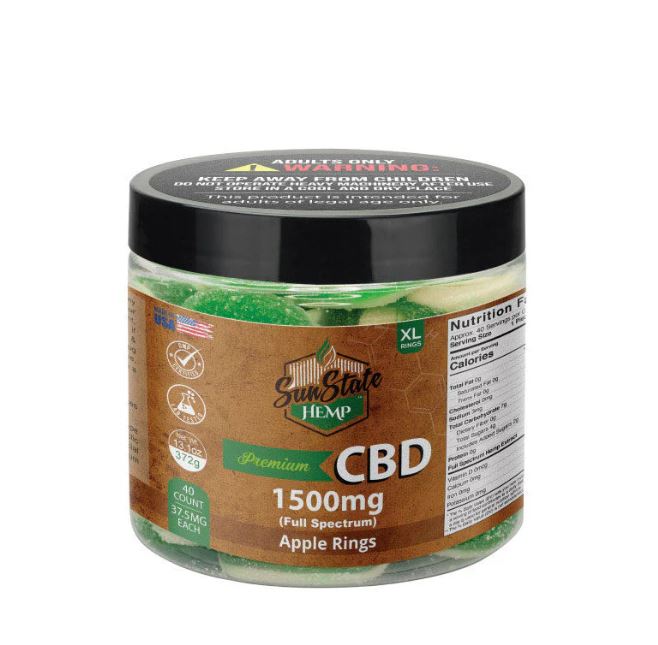 CBD GUMMY FULL SPECTRUM 1500MG APPLE RINGS | SUNSTATE