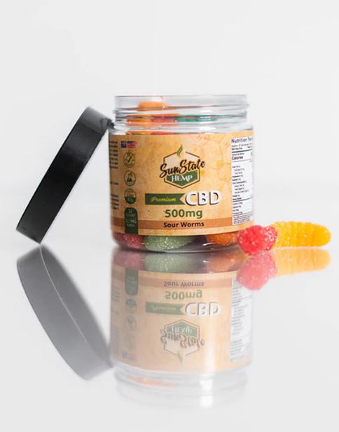 CBD GUMMY TRADITIONAL 500MG SOUR WORMS | SUNSTATE