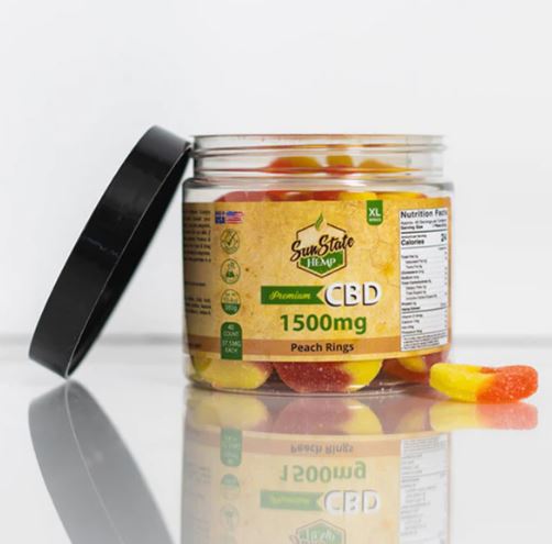 CBD GUMMY TRADITIONAL 1500MG PEACH RINGS | SUNSTATE