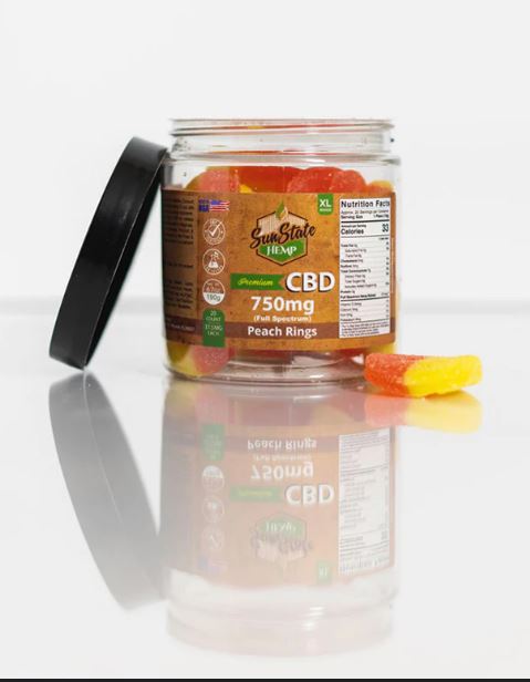 CBD GUMMY FULL SPEC 750MG PEACH RINGS | SUNSTATE