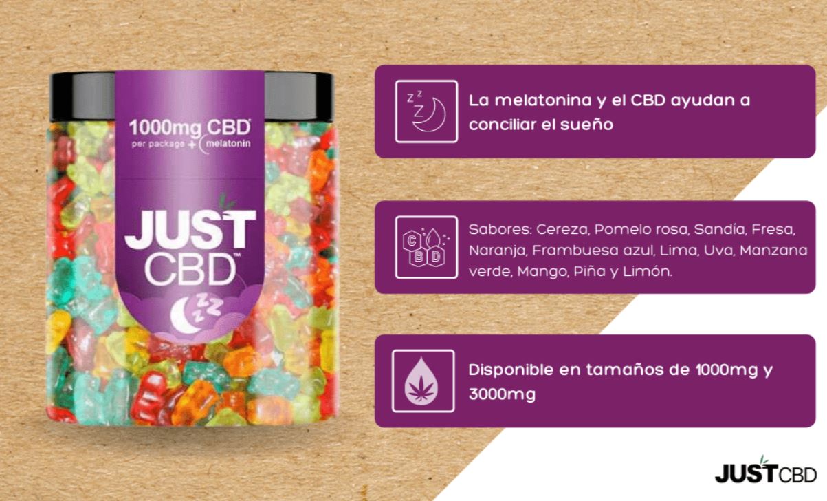 GUMMIES SLEEP CON MELATONINA 1000MG POR ENVASE  | JUST CBD