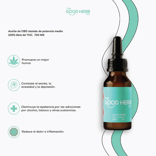 The Good Herb Co. | Good Herb CBD Oil CBD E. Aislado 750 mg | 30 ml